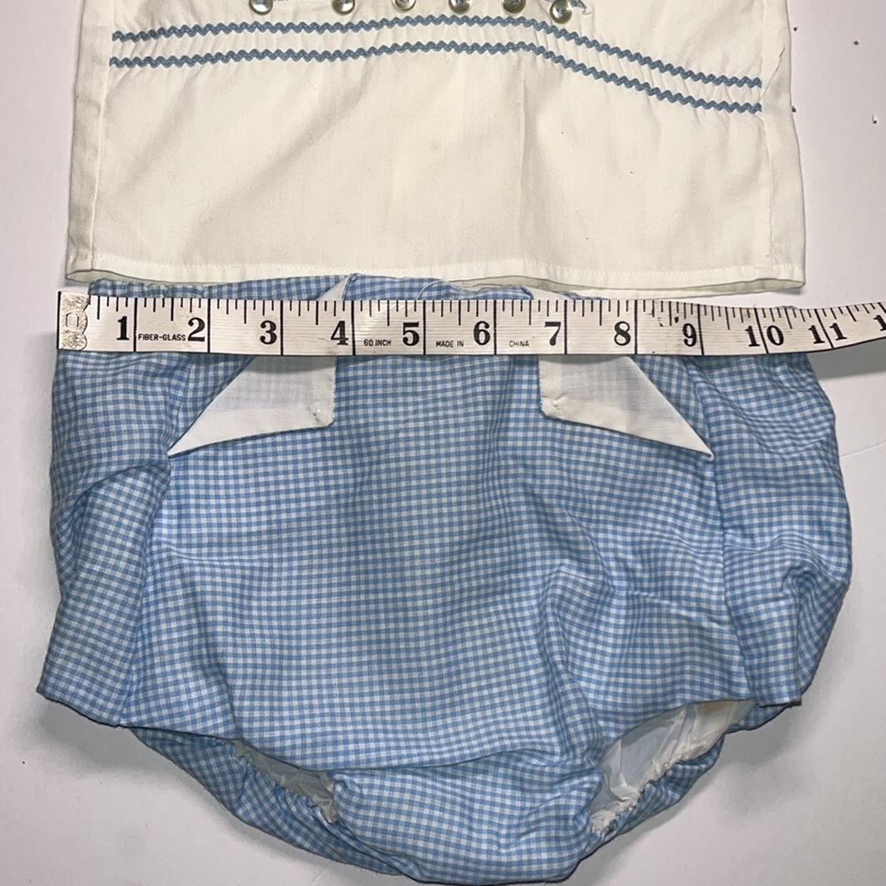 Precious vintage 1950s Going to Grandmas Blue and White check baby Outfit Set - Picture 9 of 15